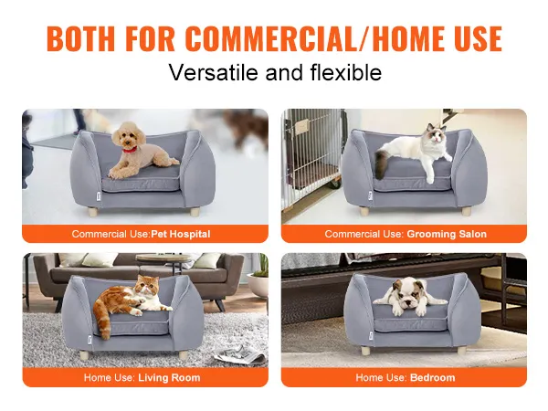 VEVOR pet sofa for commercial use in pet hospital, grooming salon, and home use in living room, bedroom.