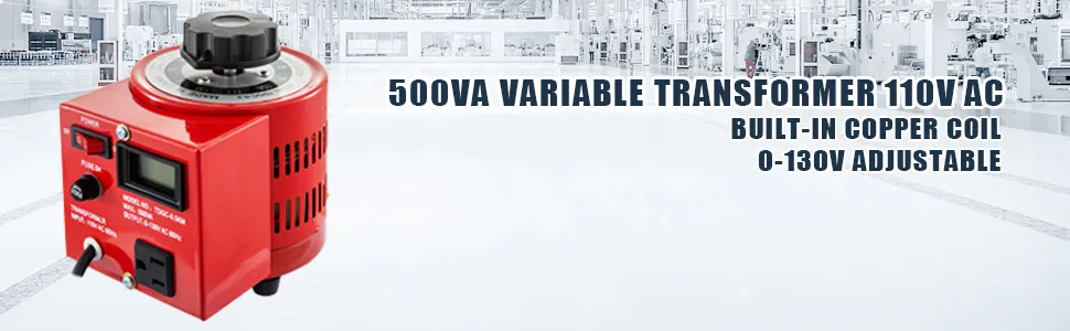 Transformador variable VEVOR 500va 110v ac con bobina de cobre incorporada en un entorno moderno