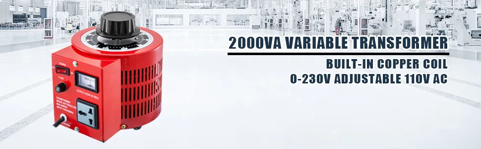 Transformador automático VEVOR 2000va, bobina de cobre incorporada, ajustable 0-230v ac.