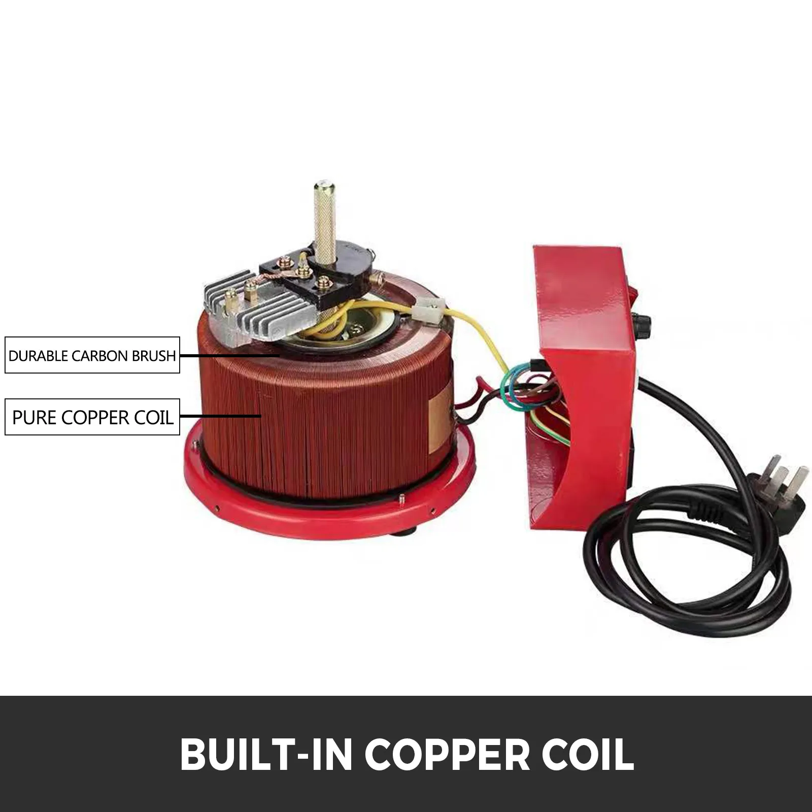 Transformador variable VEVOR con escobillas de carbón duraderas y bobina de cobre puro