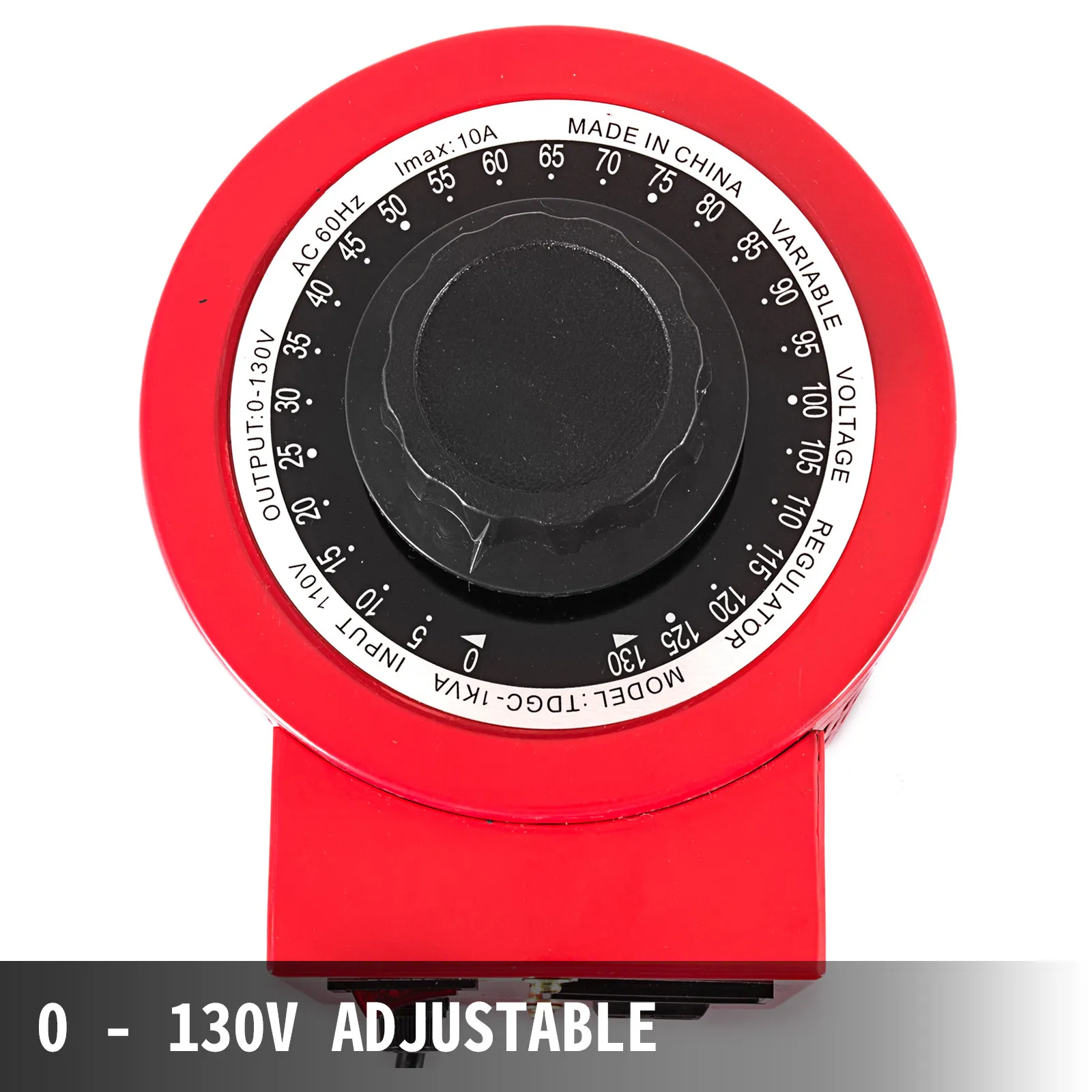 Regulador de voltaje VEVOR rojo con dial ajustable de 0-130v.