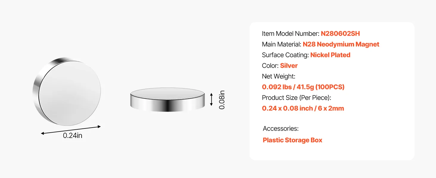 VEVOR Rare Earth Magnets, 100 Pcs Strong Round Small Neodymium Magnets ...
