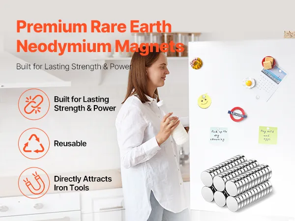 VEVOR Rare Earth Magnets, 100 Pcs Strong Round Small Neodymium Magnets ...