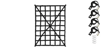 VEVOR cargo net with four adjustable buckles and hooks for secure transportation.