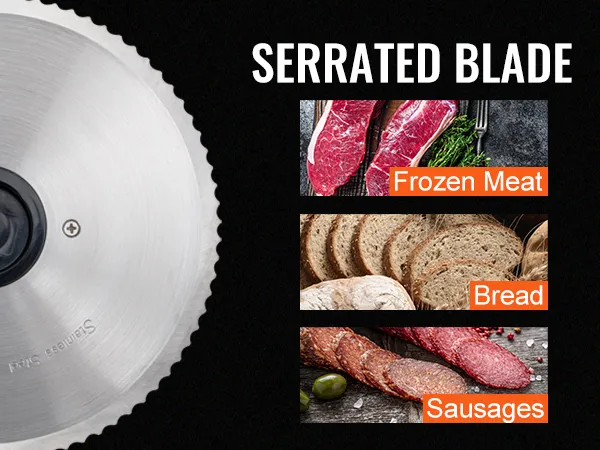 Hoja dentada de la cortadora de carne VEVOR para cortar carne congelada, pan y salchichas.