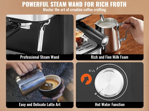 VEVOR Espresso Machine, 15 Bar Semi Automatic Espresso Maker with