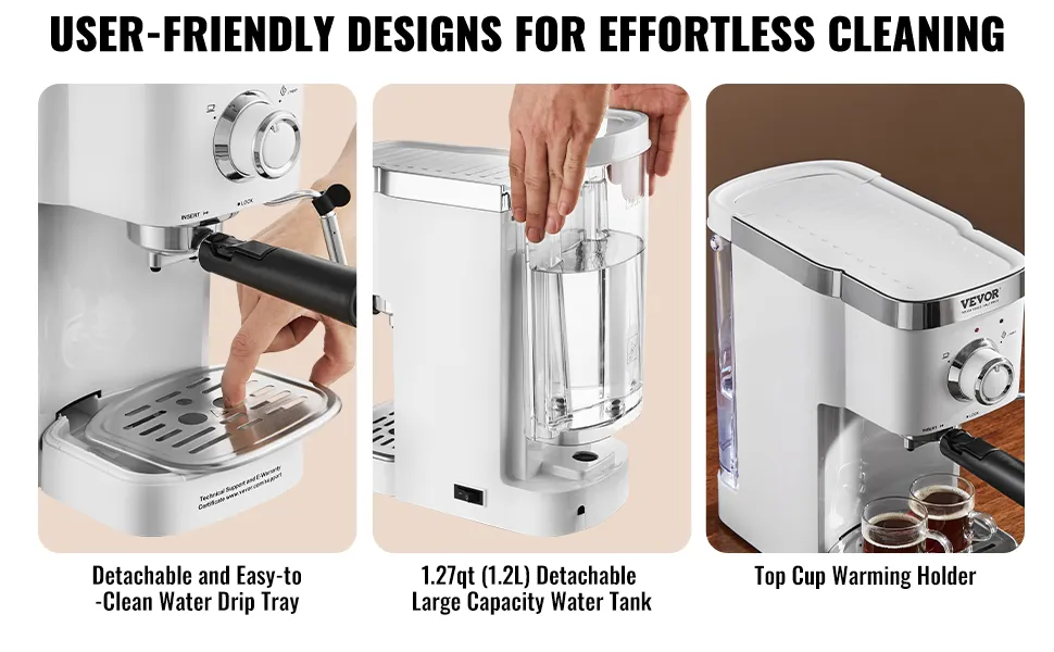 VEVOR Espresso Coffee Machine, 15Bar Semi-Automatic Espresso Maker