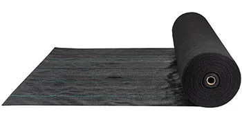 VEVOR geotextile fabric roll in black showing texture and rolled edges.