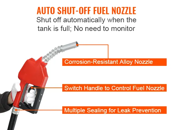 Boquilla de combustible roja con apagado automático, aleación resistente a la corrosión, manija de control y prevención de fugas para bomba de transferencia de combustible diésel VEVOR.