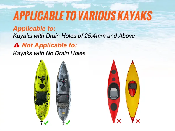 applicable to various kayaks including those with 25.4mm drain holes. VEVOR heavy duty kayak cart.