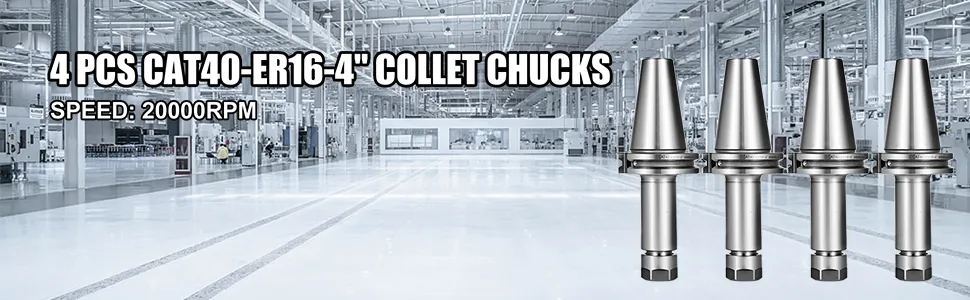 Juego de portaherramientas VEVOR cat40 mostrado en una instalación de fabricación de alta tecnología.