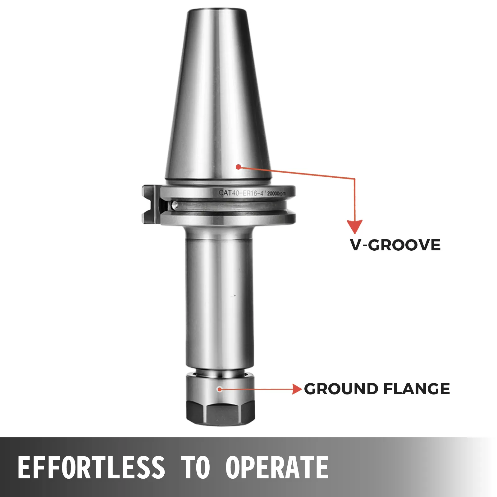 Juego de portaherramientas VEVOR cat40 con ranura en V etiquetada y brida rectificada.