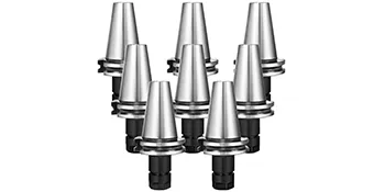 VEVOR cat40 tool holder set arranged in a circular formation on a white background.