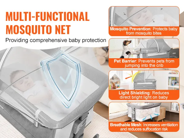 Cuna para bebé VEVOR con mosquitera multifuncional para una protección integral del bebé.