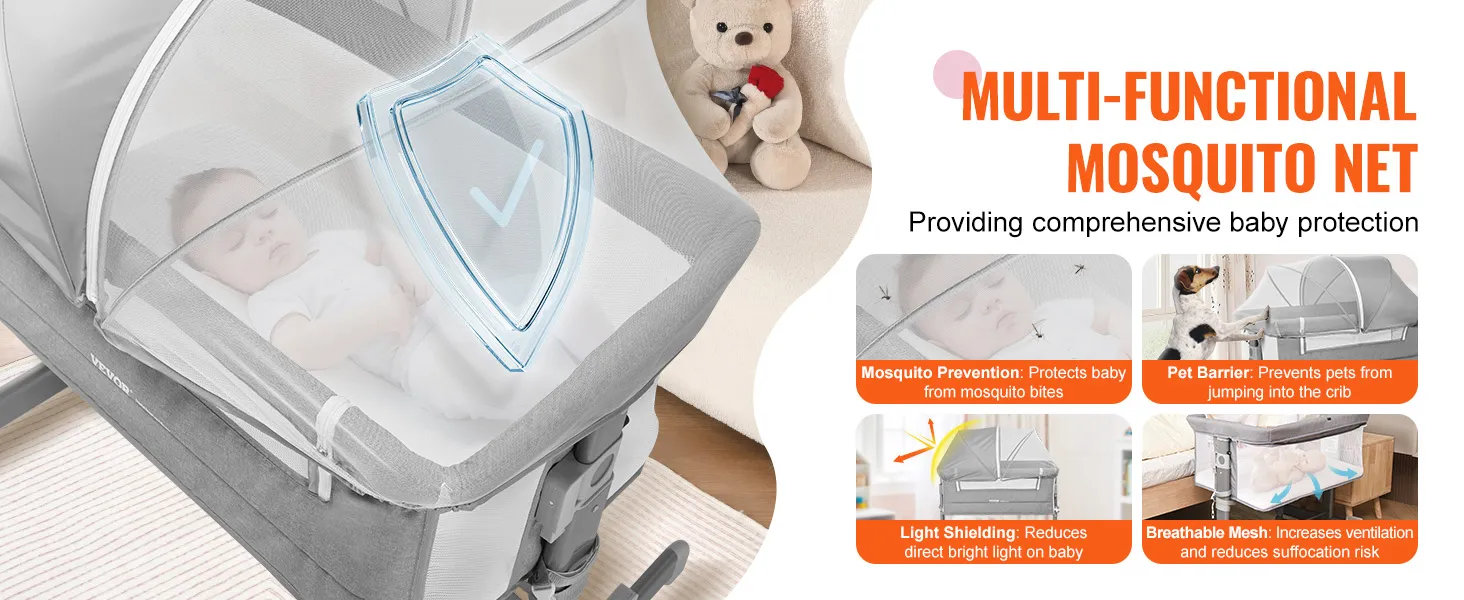 Cuna para bebé VEVOR con mosquitera multifuncional para una protección integral del bebé.