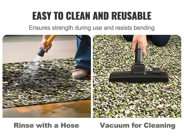 easy to clean VEVOR boat flooring is rinsed with a hose and vacuumed to maintain strength and flexibility.