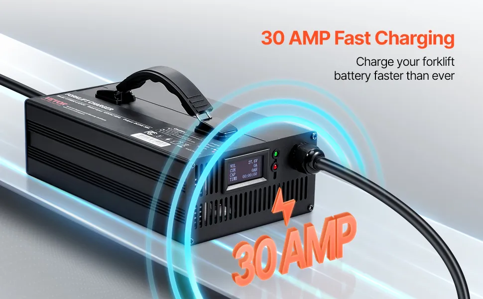 Forklift Battery Charger Smart Fully Automatic 24V 30A Fast Charger Portable