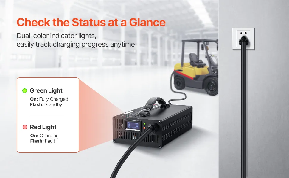 Forklift Battery Charger Smart Fully Automatic 24V 30A Fast Charger Portable