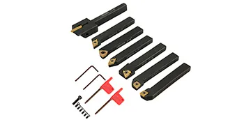 VEVOR indexable carbide tools set with six tools and three hex wrenches.