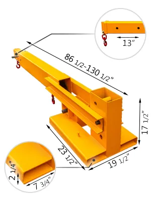 VEVOR Forklift Mobile Crane 6000lbs/3T Capacity, Forklift Crane Attachment 2 Hooks, Forklift Lifting Hoist w/ Truss Jib Boom, Forklift Extension, Forklift Boom Attachment Towing Handling Equipment