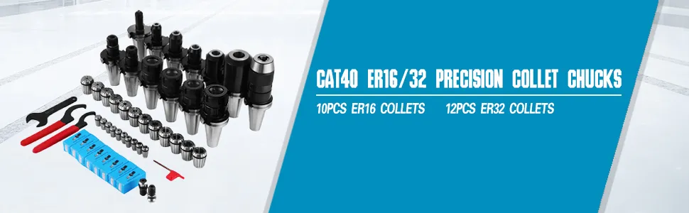 Juego de pinzas VEVOR que incluye mandriles cat40, pinzas er16 y er32 y llaves.