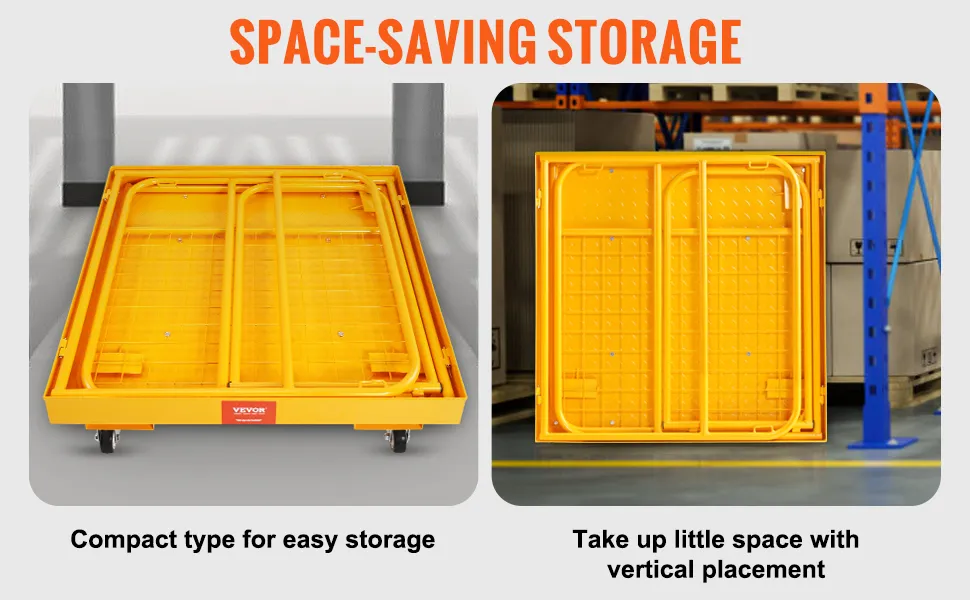 VEVOR Forklift Safety Cage, 1200 lbs Load Capacity, 36 x 36 inches Folding Forklift Work Platform with Lockable Swivel Wheels, Drain Hole & Device Chain, Holds 1 to 2 Adults, Perfect for Aerial Work