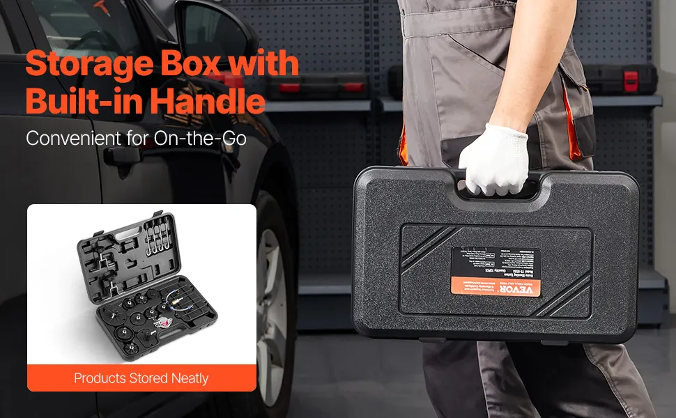 VEVOR Brake Master Bleeder Kit, 12 Pcs, Professional Brake Bleeder Adapter Set with Complete Kit & Handle, Durable Brake Bleeder Adapter for Brake Fluid Filling Fit for Most New & Old Vehicles