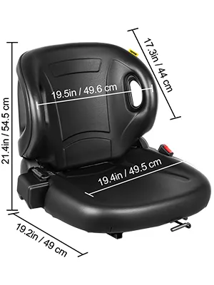 VEVOR universal tractor seat with ergonomic design and dimensions highlighted.