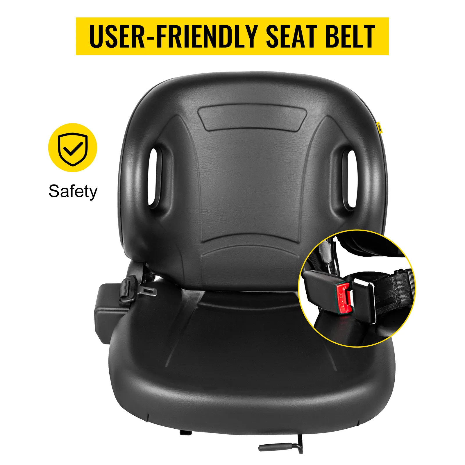 VEVOR universal tractor seat featuring user-friendly seat belt for enhanced safety.