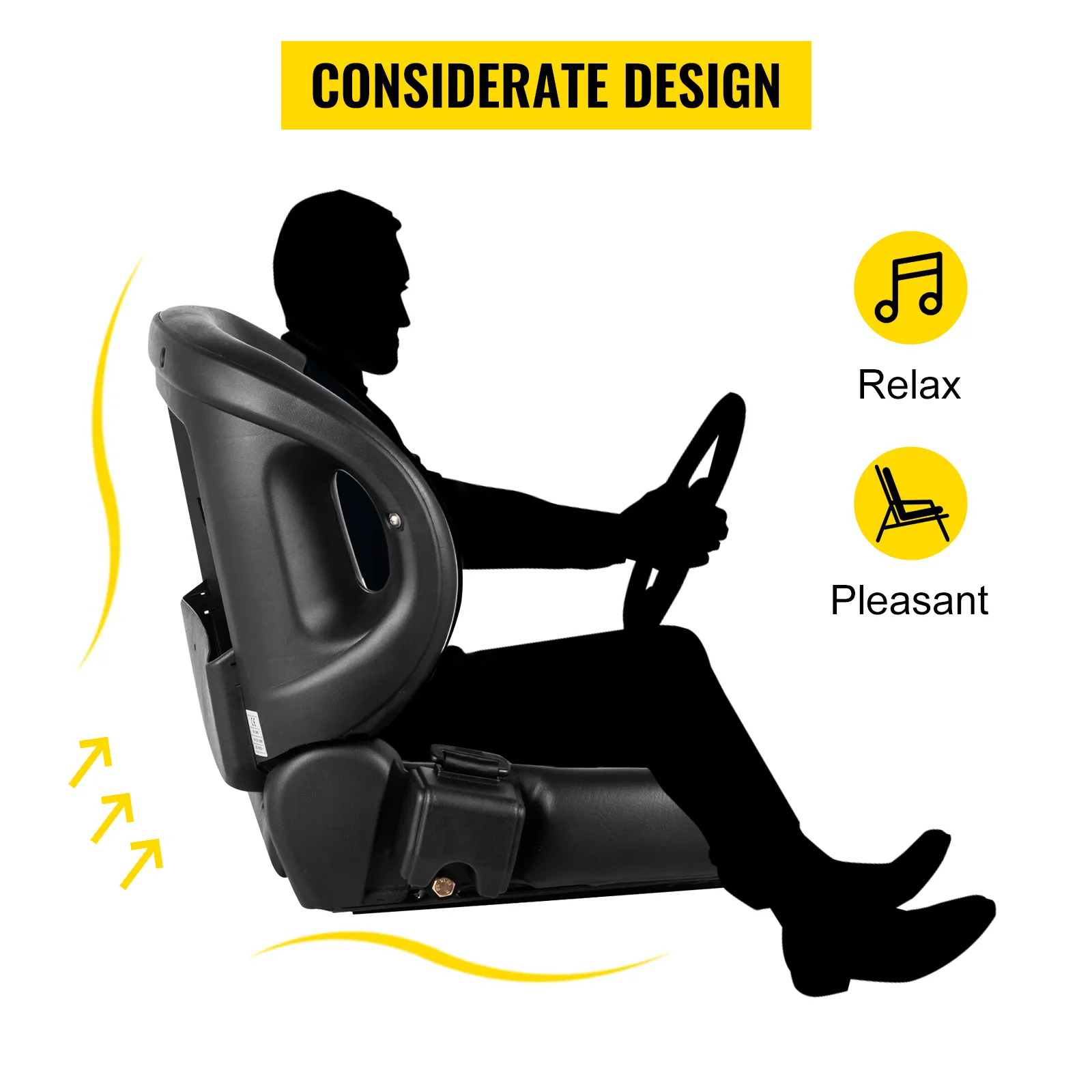 VEVOR universal tractor seat with ergonomic design for comfort and relaxation.