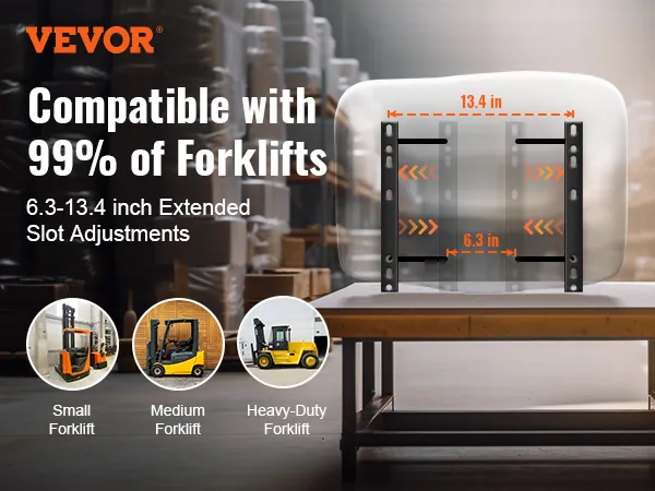 VEVOR tractor seat, compatible with 99% of forklifts, features 6.3-13.4 inch extended slot adjustments.