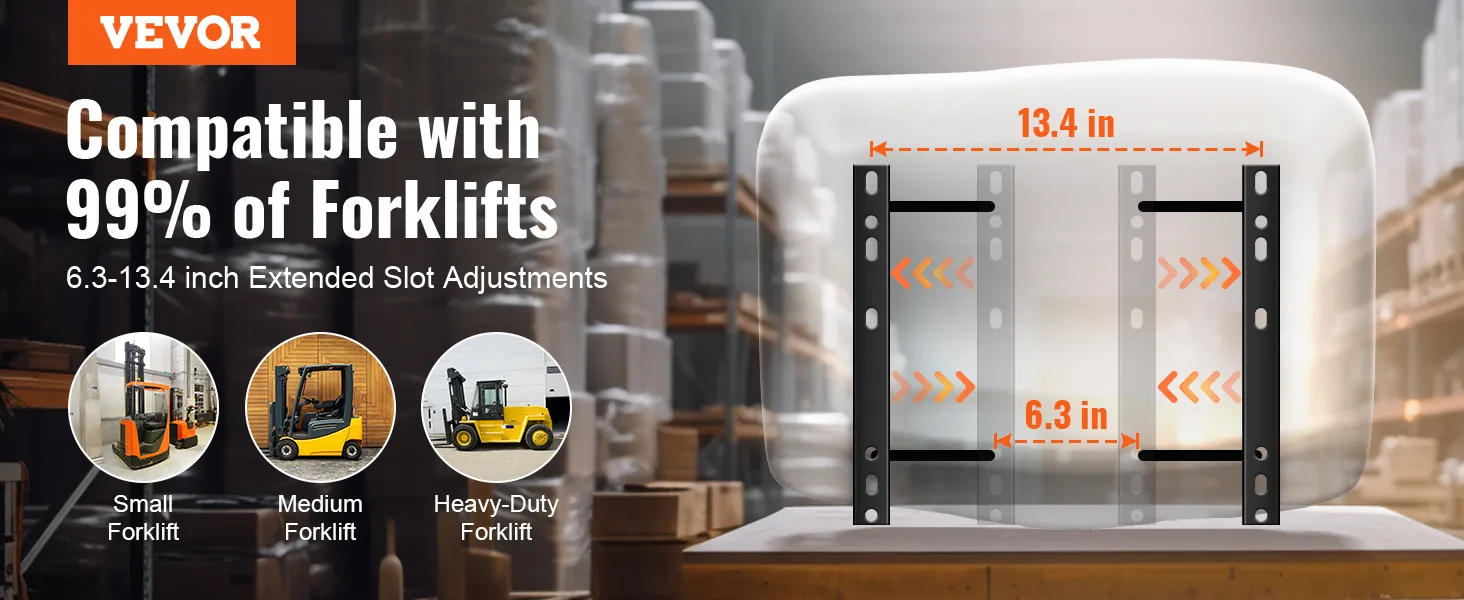 VEVOR tractor seat, compatible with 99% of forklifts, features 6.3-13.4 inch extended slot adjustments.