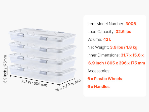 Rangement Sous Lit Avec Roulettes - 80,5 X 39,6 X 17,5 Cm, Capacité 15 Kg - Boîte De Rangement Pour Vêtements, Chaussures - 8