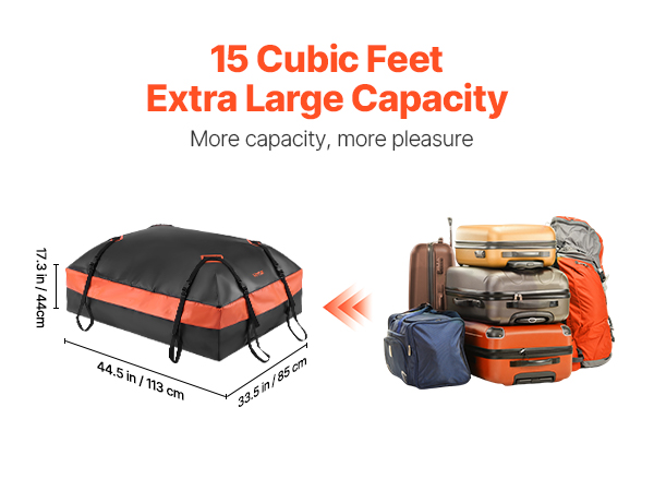 Rooftop Cargo Carrier, 15 Cubic Feet Car Roof Bag, Waterproof Car Bag Fits Cars With Without Rack 4 Door Hooks Non Slip Mat Zipped Storage - View #7