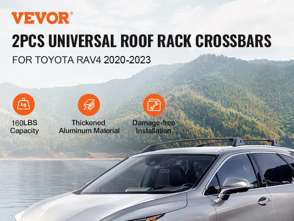 Barre trasversali portapacchi VEVOR per Toyota Rav4 2019-2022, capacità 260 libbre, alluminio spesso, anti-danni.