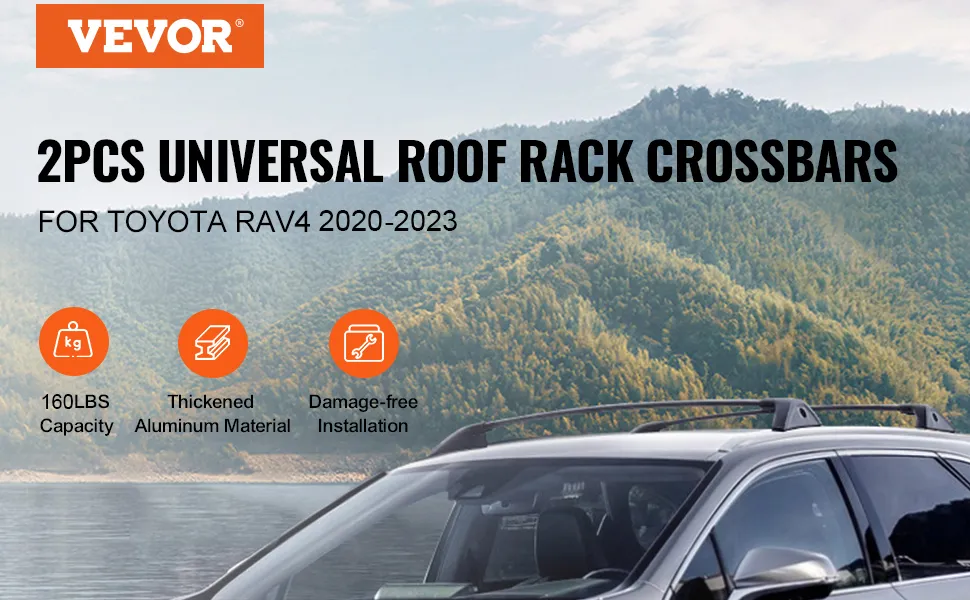 Barre trasversali portapacchi VEVOR per Toyota Rav4 2019-2022, capacità 260 libbre, alluminio spesso, anti-danni.