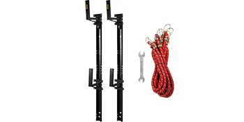 Portaescaleras para remolque VEVOR con cuerdas elásticas y llave, construcción de acero negro.