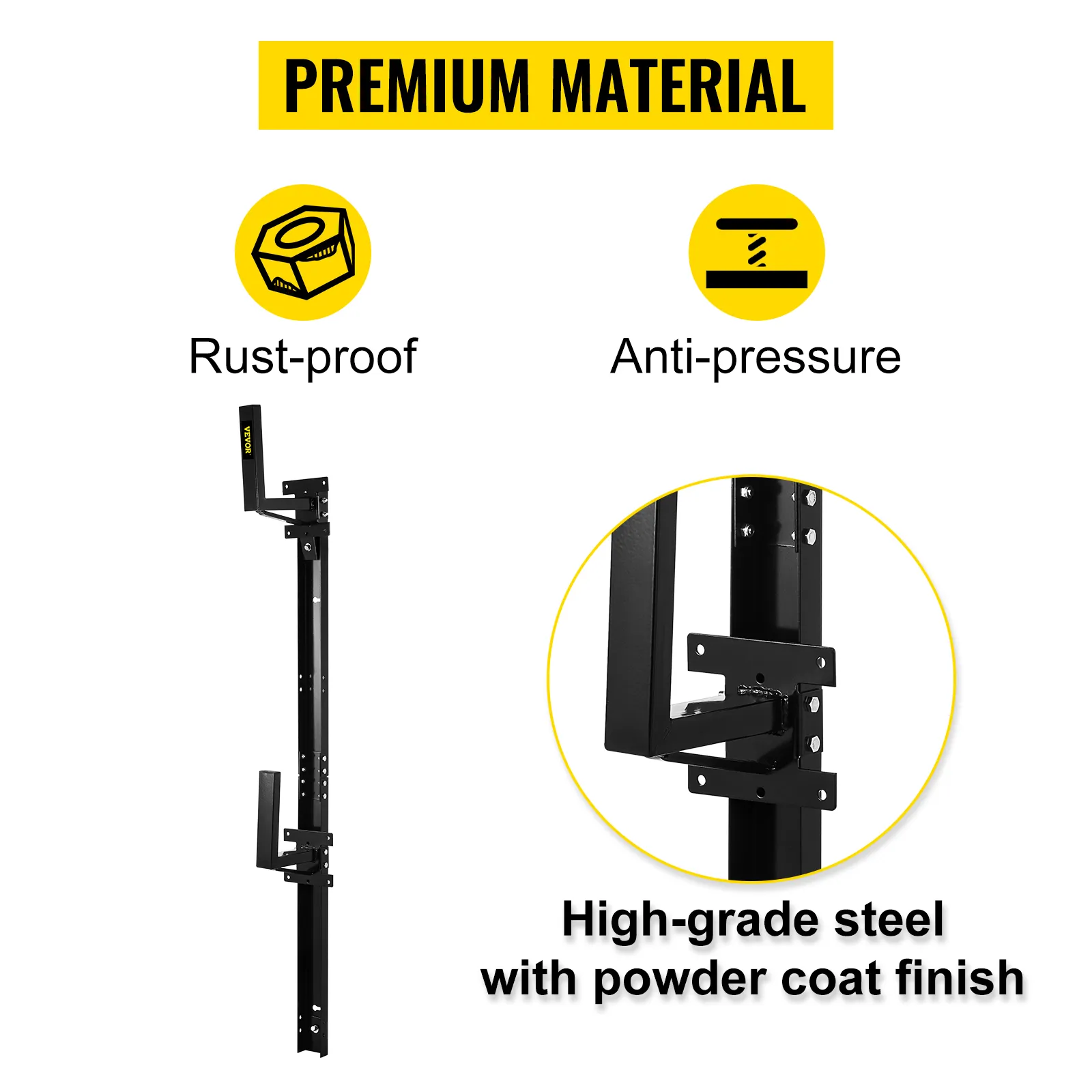 Portaescaleras para remolques VEVOR fabricado en acero de alta calidad, resistente a la corrosión y a la presión, con acabado de pintura en polvo.