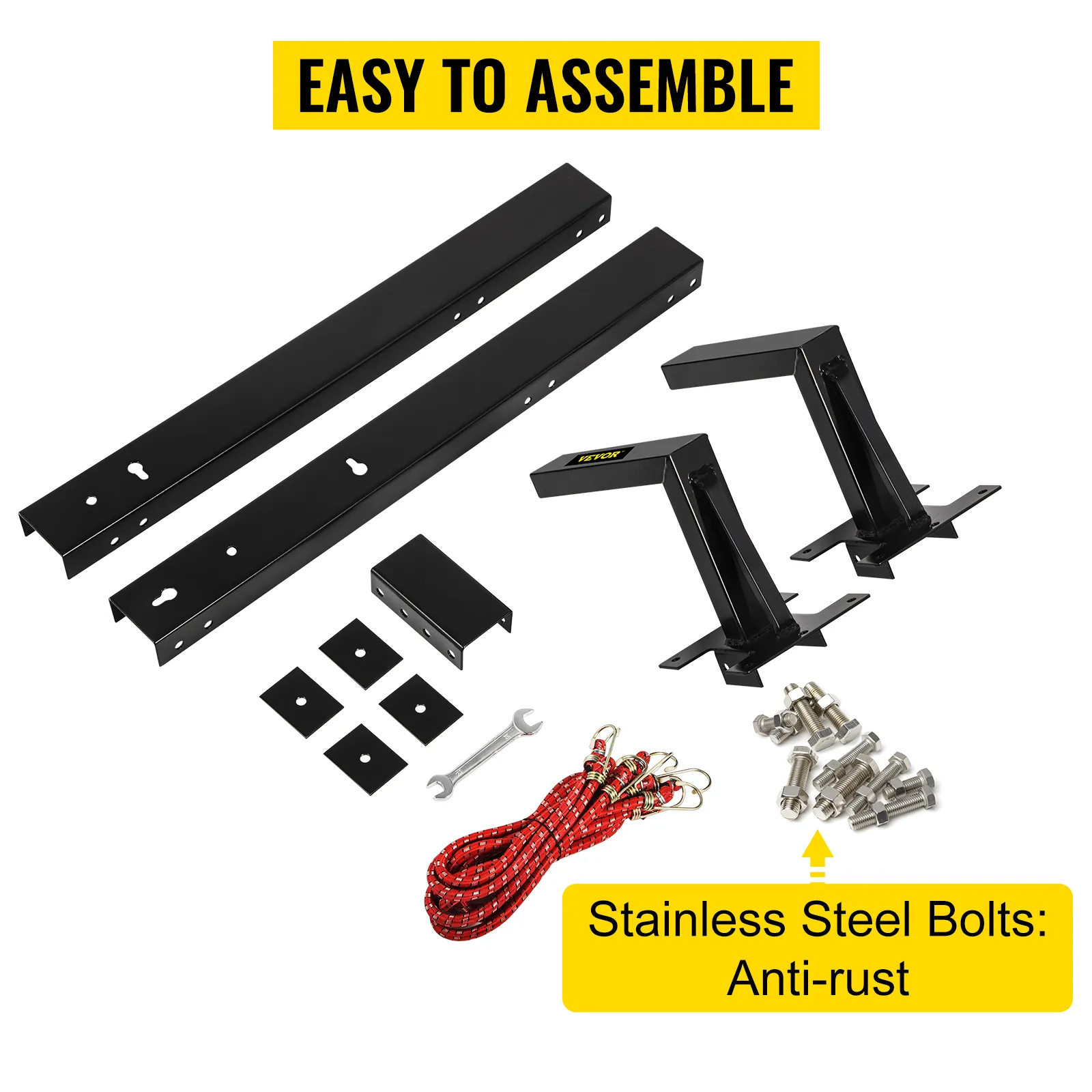 Kit de montaje de portaequipajes de escalera para remolque VEVOR con pernos y accesorios de acero inoxidable antioxidante.