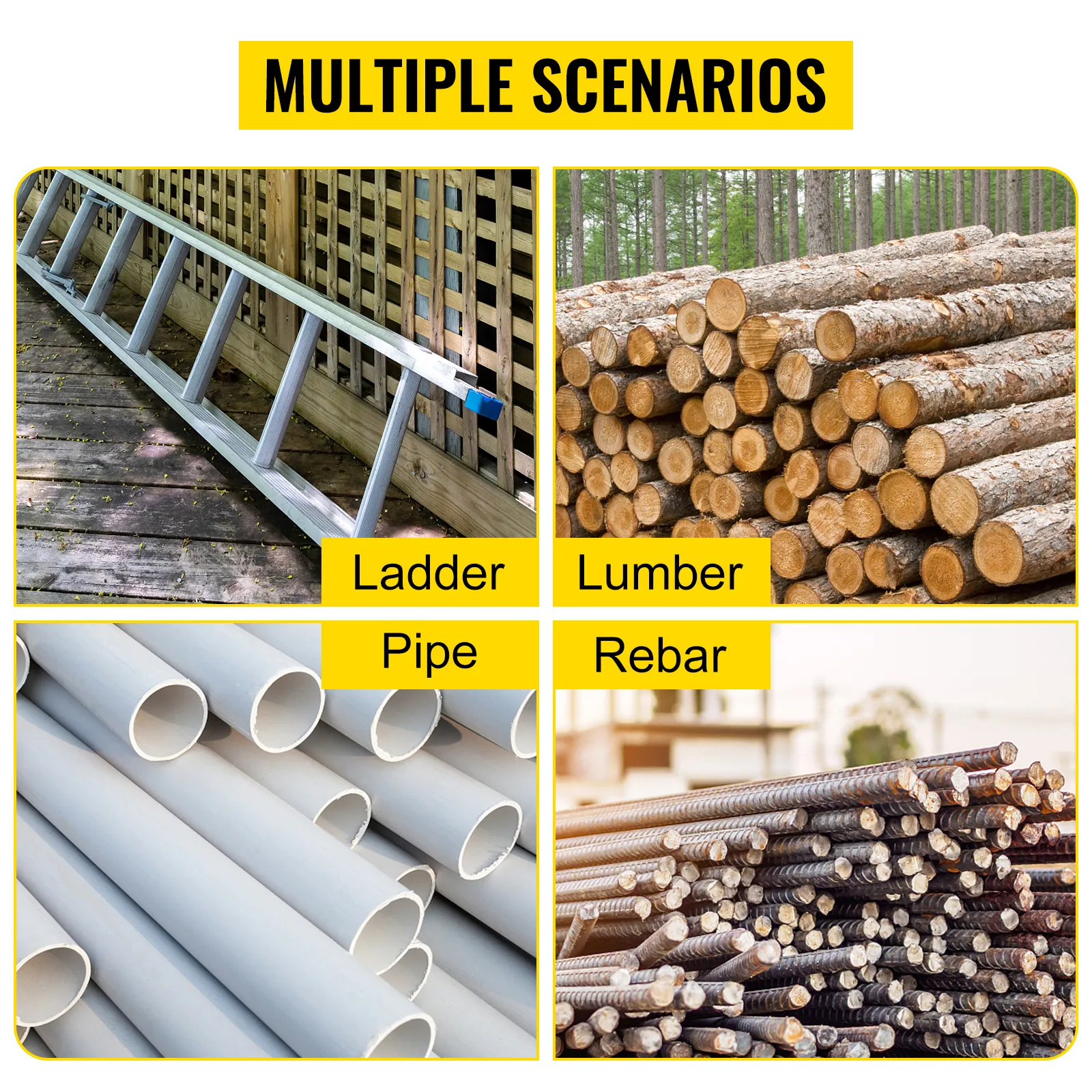 Portaescaleras para remolque VEVOR para almacenar escaleras, madera, tuberías y barras de refuerzo en múltiples situaciones.