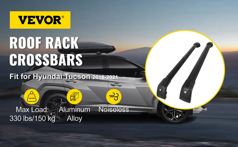 Barras transversales para techo VEVOR para Hyundai Tucson, aleación de aluminio, carga máxima 330 lb/150 kg