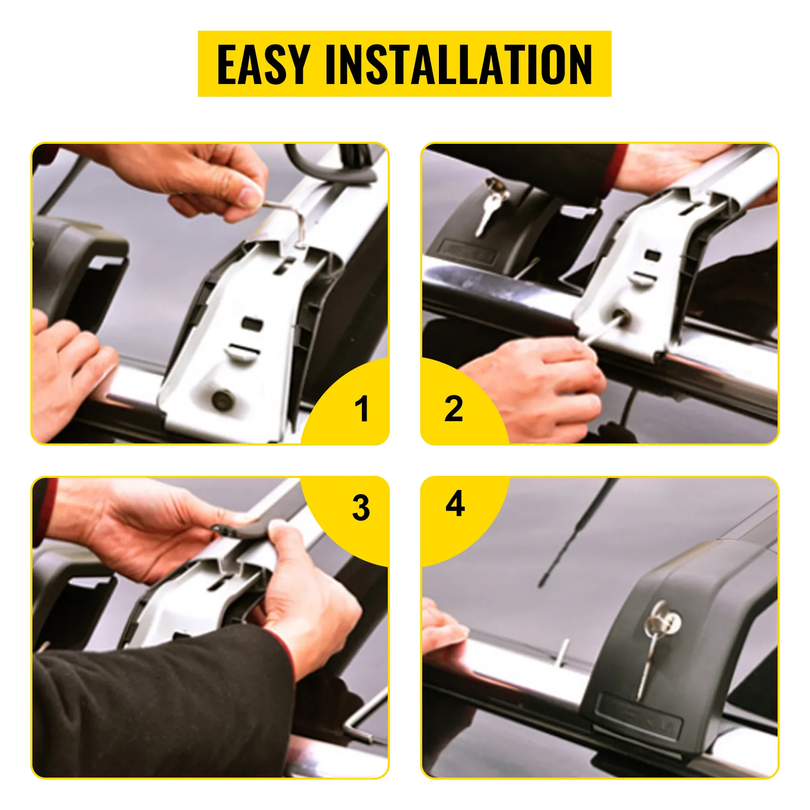 Pasos de instalación sencillos para portaequipajes de barras transversales VEVOR en Hyundai Tucson.