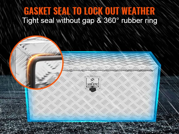VEVOR underbody truck box with gasket seal to lock out weather, tight seal, and 360° rubber ring.