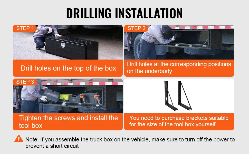 VEVOR Underbody Truck Box, 60" x 17" x 18" Pickup Storage Box, Heavy Duty Aluminum Diamond Plate Tool Box with Lock and Keys, Waterproof Trailer Storage Box with T-Handle Latch for Truck, Van, Trailer