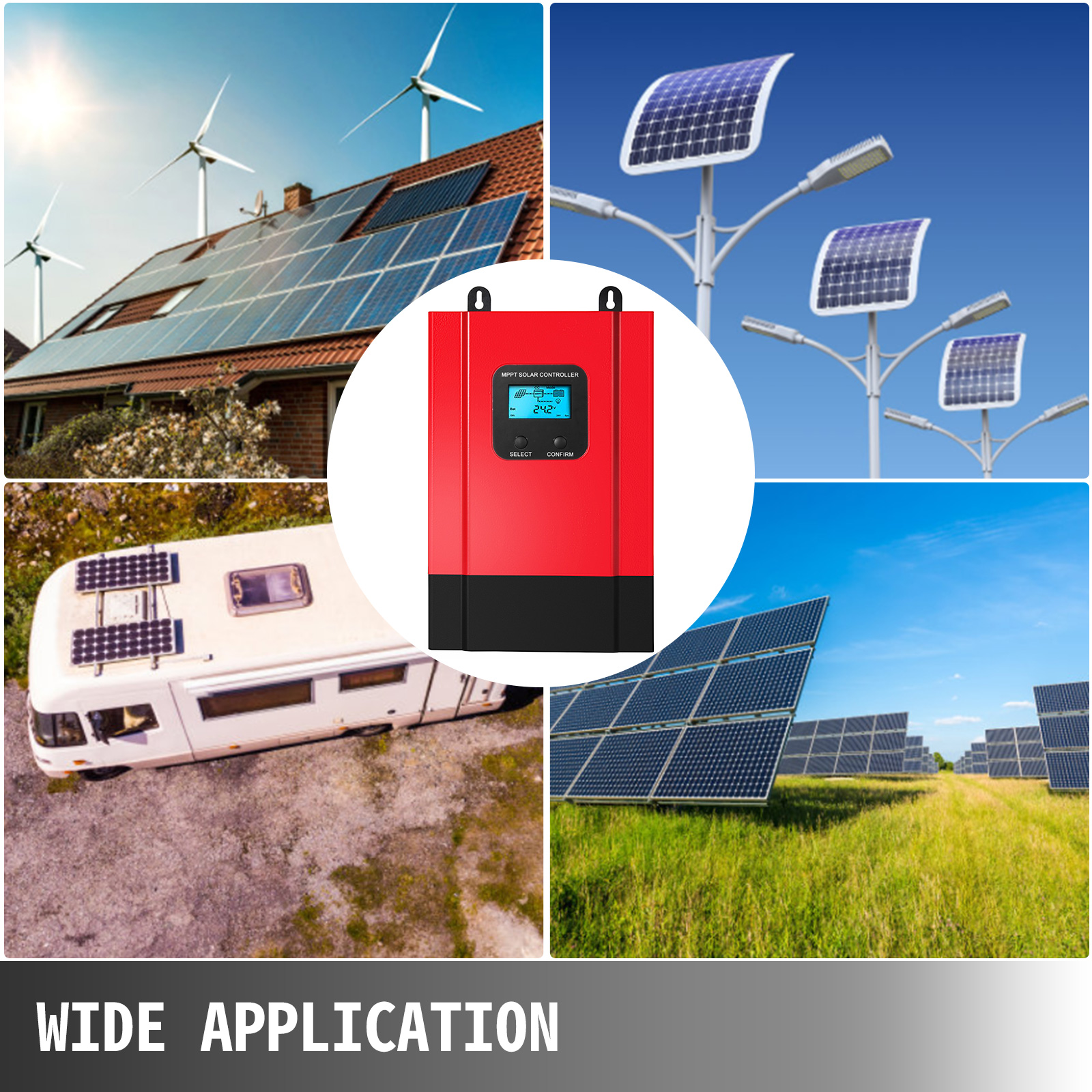 Contrôleur De Charge Solaire MPPT 60A - Écran LCD Couleur, Ports USB, Auto 12V/24V - Pour Camping-car, Villa, Bateau, Système Solaire Autonome - 7