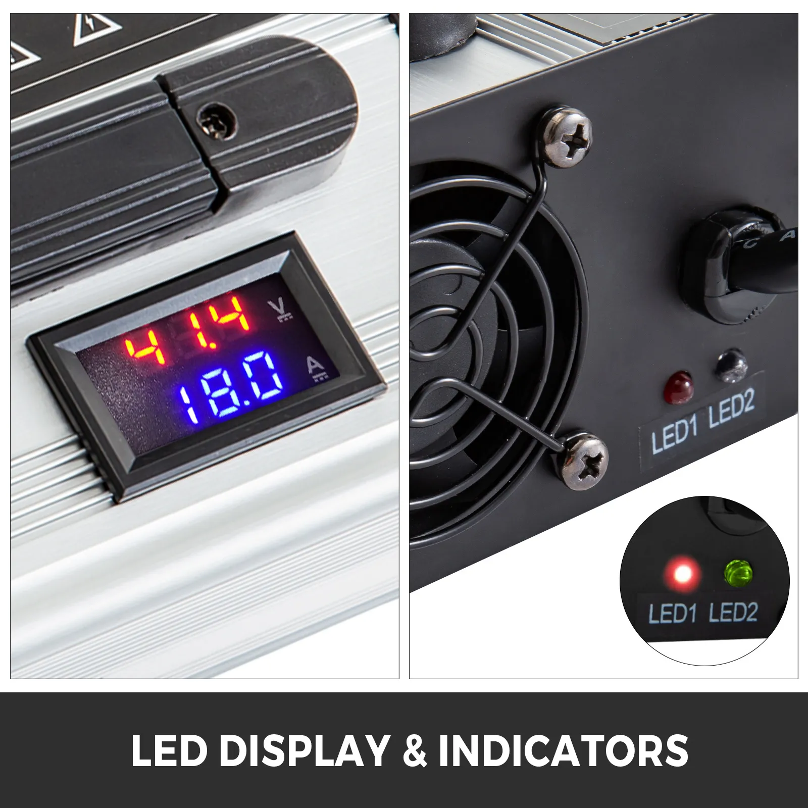 Cargador de batería para carrito de golf VEVOR con pantalla LED e indicadores.