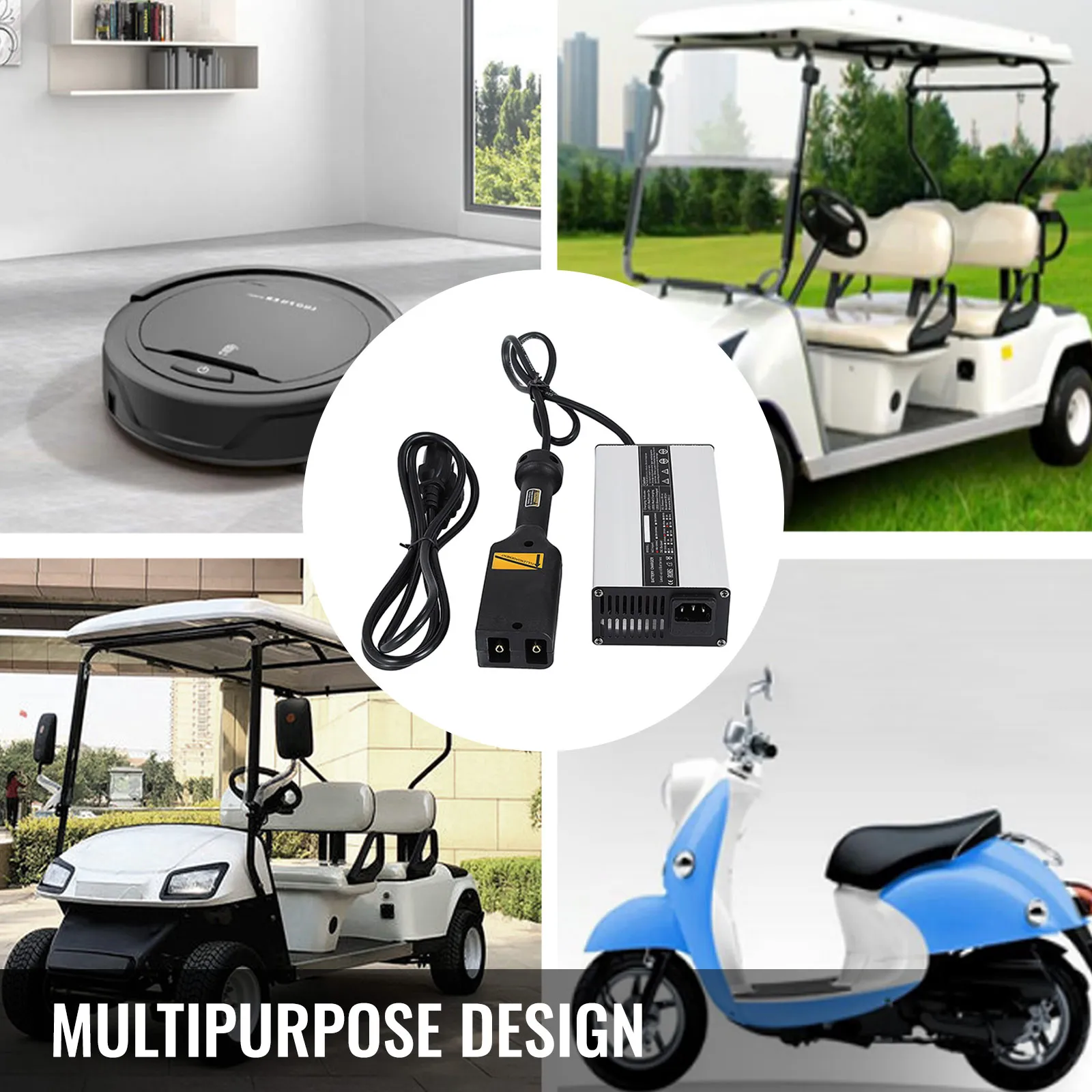 Cargador de batería para carrito de golf VEVOR para uso multipropósito con carrito de golf, scooter y aspiradora.
