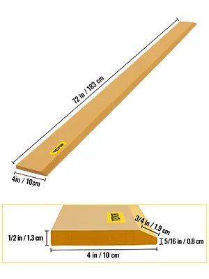 Cubo de corte VEVOR de 72 pulgadas x 4 pulgadas, con dimensiones detalladas mostradas.