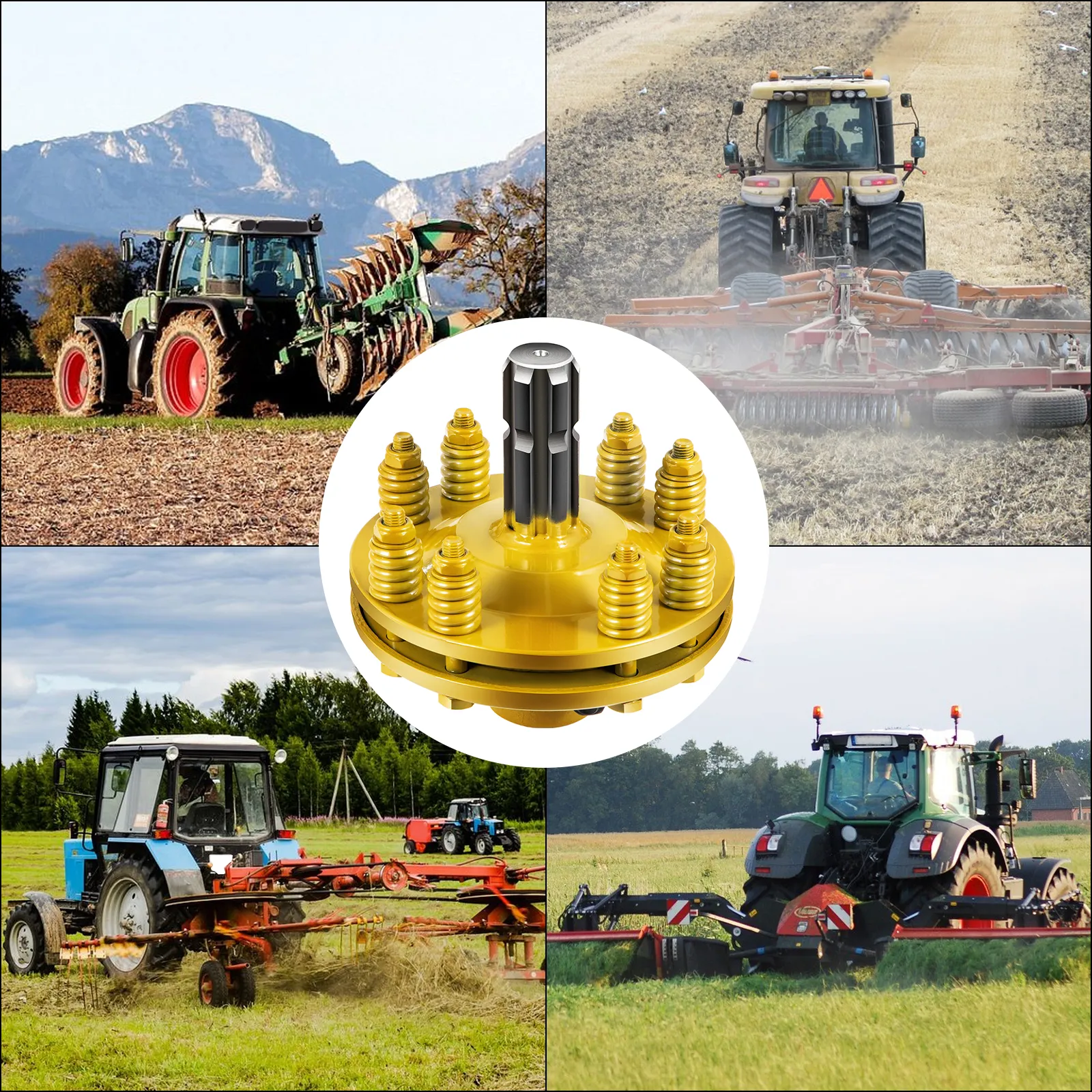 tractors using VEVOR pto slip clutch for various field activities under different conditions.