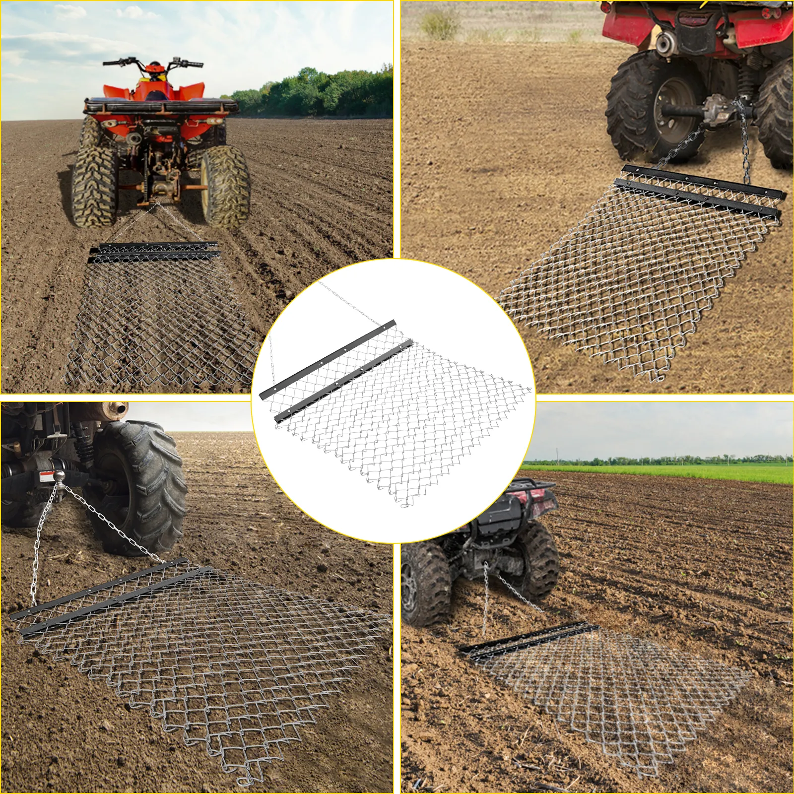 VEVOR atv chain drag mat used in farming to level and prepare soil fields.